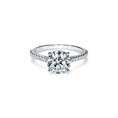 Tiffany Novo® round brilliant engagement ring with a pavé diamond platinum band. | Tiffany & Co ...