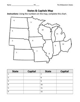 Midwestern States Regional Map / Basic Geographical Map of the Midwest