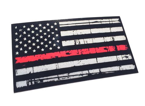 Tattered Reflective 3 75x2 6 Thin Red Line Us Flag Firefighter Decal