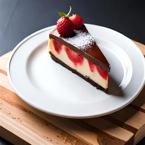 Premium Ai Image A Slice Of Cheesecake With Raspberries On Top