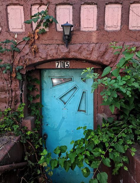 Super funky door views on a abandoned building I saw while walking