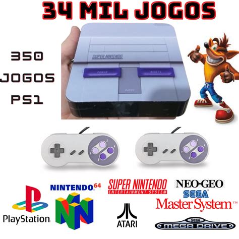 Videogame Hiper Retro 34 Mil Jogos 2 Controles Snes Escorrega o Preço