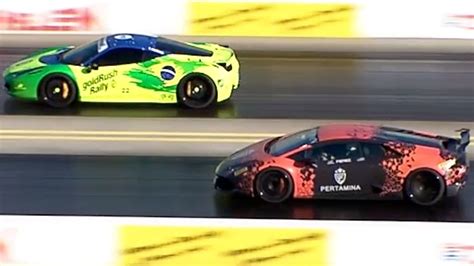 Lamborghini Huracan Vs Ferrari Italia Goldrush Rally Drag Racing