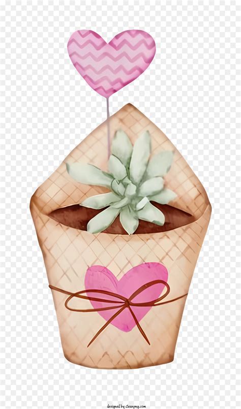 Plante En Pot En Forme De Cœur Carton Tag Heartshaped PNG Plante En