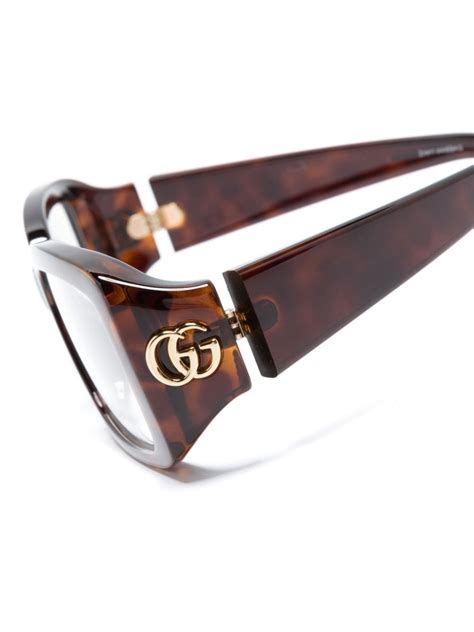 Gucci Eyewear Tortoiseshell Effect Square Frame Glasses Brown Farfetch