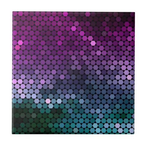 Hexagon Geometric Gradient Purple And Blue Green Ceramic Tile Zazzle