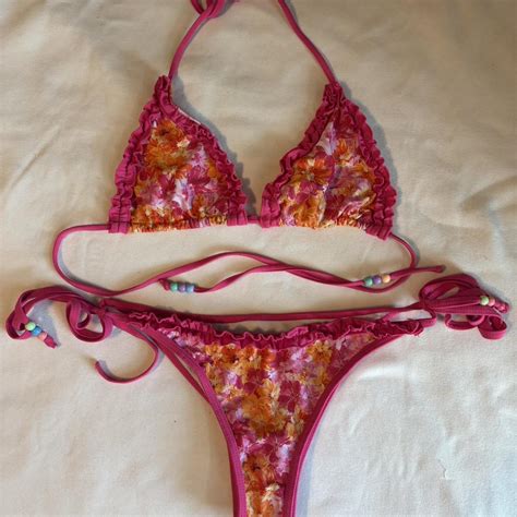 Pink And Orange Bikini Set Beachyvibes Bikini Depop