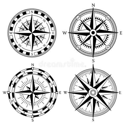 Wind Rose Retro Design Vector Collection Vintage Nautical Or Marine