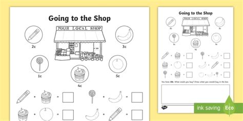 Going Shopping Worksheet Money Addition Resources