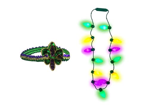 Nicky Bigs Novelties Light Up Mardi Gras Bulb Led Necklace Mardi Gras