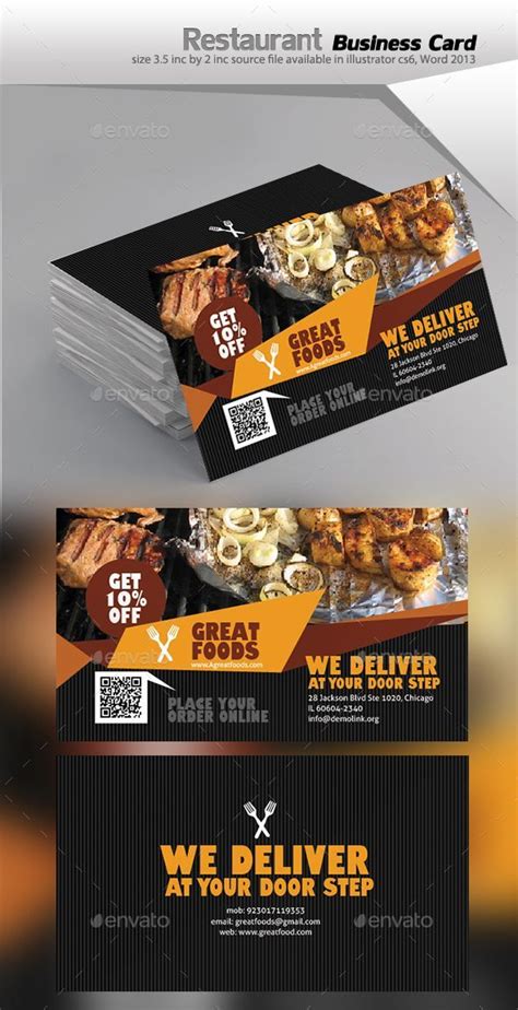 Restaurant Business card | Restaurant business cards, Food business ...