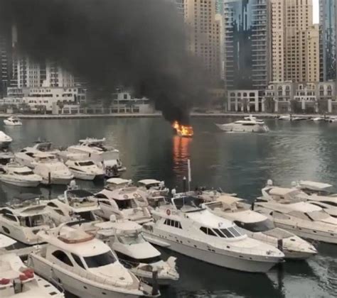 Watch A Yacht Was On Fire In The Dubai Marina Masala