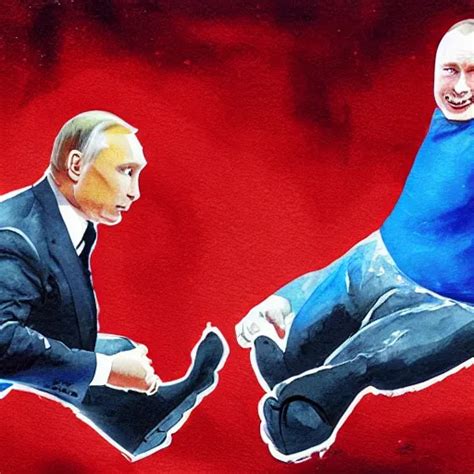 Elon Musk And Vladimir Putin In A Wrestling Match Stable Diffusion