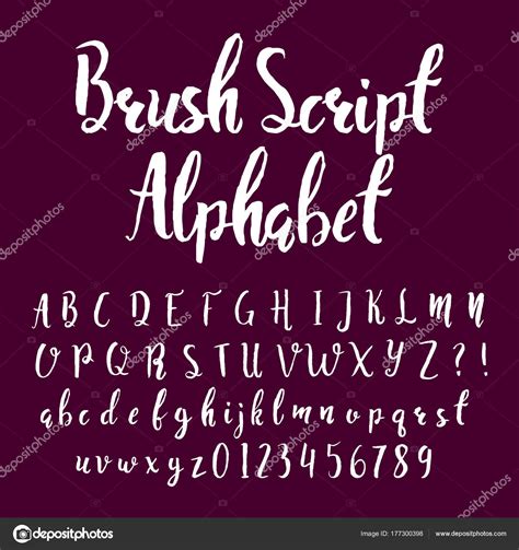 Brush Script Alphabet Font Hand Drawn Uppercase Lowercase Letters