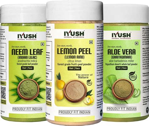 IYUSH Herbal Ayurveda Aloe Vera Neem Leaf And Lemon Peel Powder