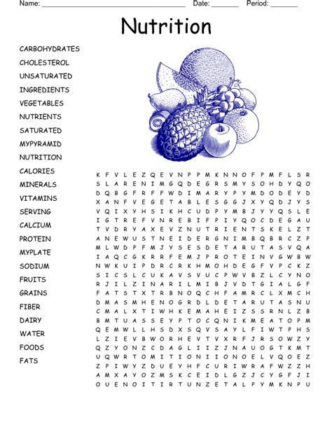 Nutrition Crossword Puzzle WordMint