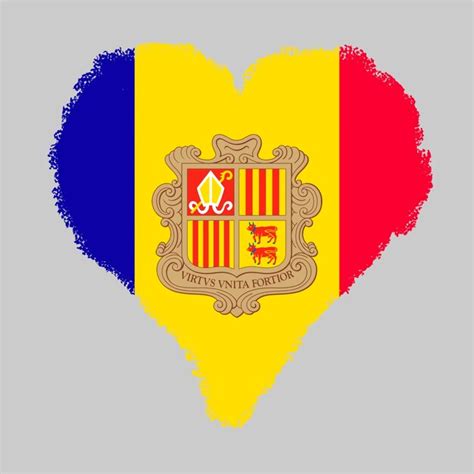 Premium Photo Andorra Colorful Flag In Heart Shape With Brush Stroke