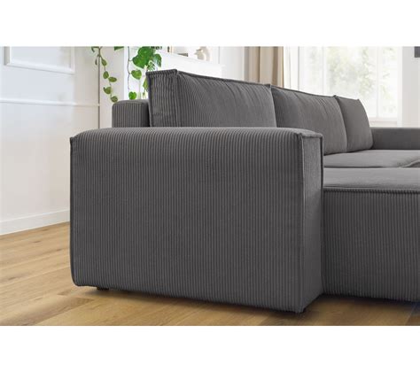 Canap Panoramique Convertible Coffre Nihad Velours C Tel Avec Pouf