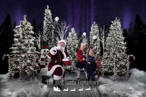 A Brother And Sister Throw Snowballs With Santa Claus In Santas