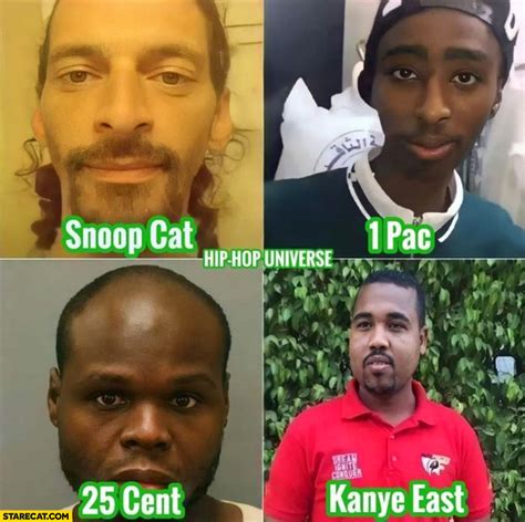 Hip-hop rap alternative universe: Snoop Cat, 1 Pac, 25 cent, Kanye East ...