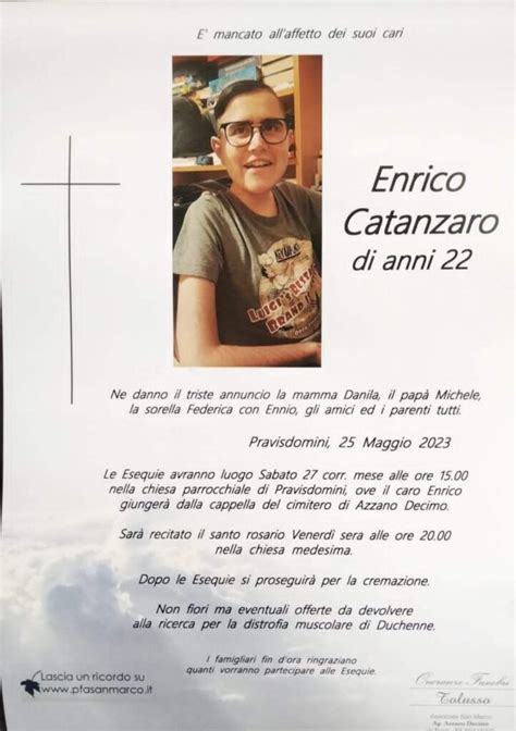 Pravisdomini Piange La Scomparsa Del Giovane Enrico Catanzaro Nordest