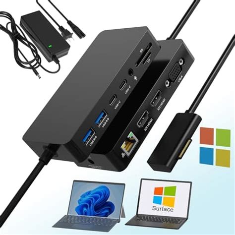 Microsoft Surface Pro Docking Station Triple Display Dual Hdmi Vga 12 In 1 Surface