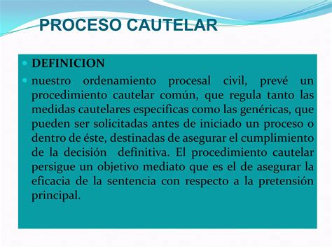 Diapositivas De Derecho Procesal Civil Proceso Cautelar PPT