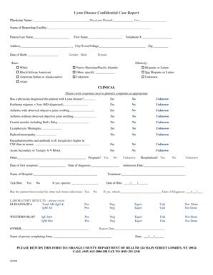 Fillable Online Lyme Disease Confidential Case Report Fax Email Print