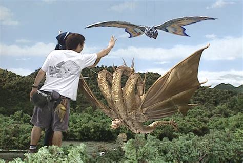 Kaijusaurus - Armour Mothra vs. Grand King Ghidorah on the set...