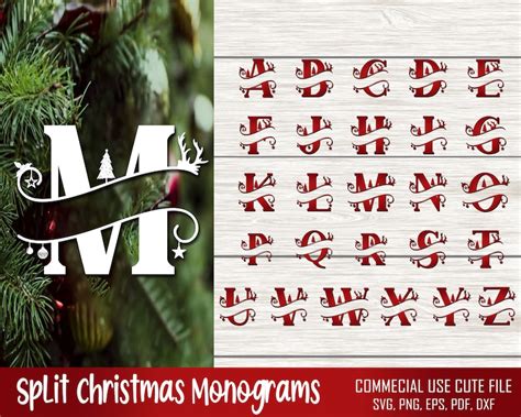 Christmas Split Letters Svg Christmas Split Alphabet Svg Etsy