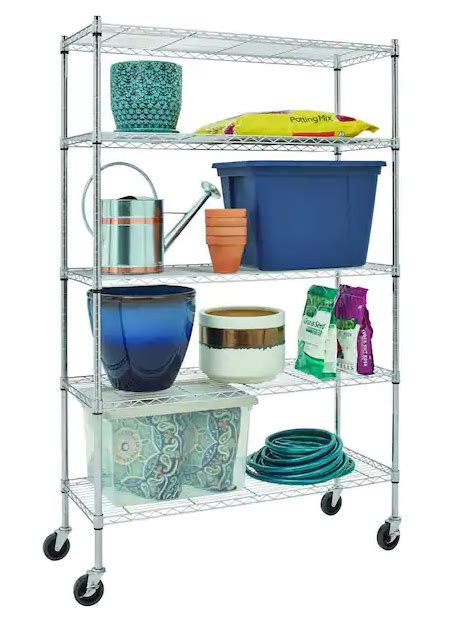 HDX 5 Tier Steel Wire Shelving Unit With Casters StealDeals Inc