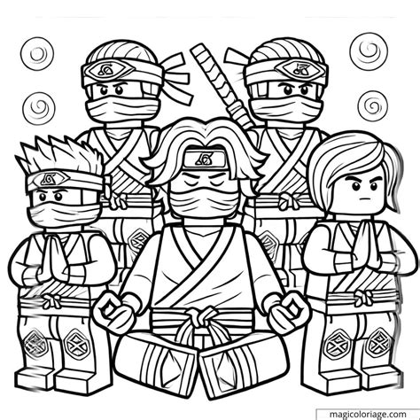 Dibujo De Ninjago Para Colorear Cinco Ninjas Meditando Para Imprimir Gratis