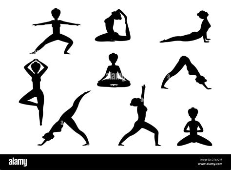 Yoga Pilates Set Of Icons On Isolated White Background Flat Vector