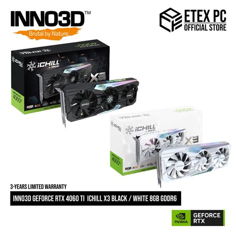 Inno3d Geforce Rtx 4060 Ti Ichill X3 Black White 8gb Gddr6 C406t3 08d6x 17113389 C406t3