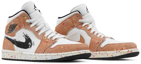 Tênis Air Jordan 1 Mid Se Brushstroke Paint Splatter Pardal Sneakers