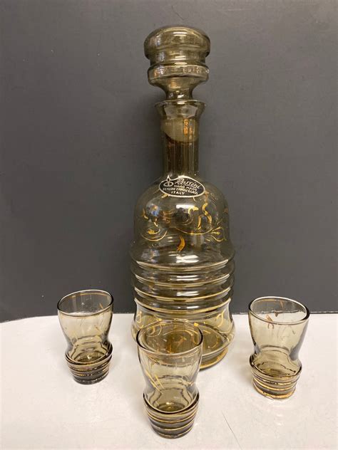 Rossini Empoli Glass Cordial Bottle Glasses Piece Set Made In Italy