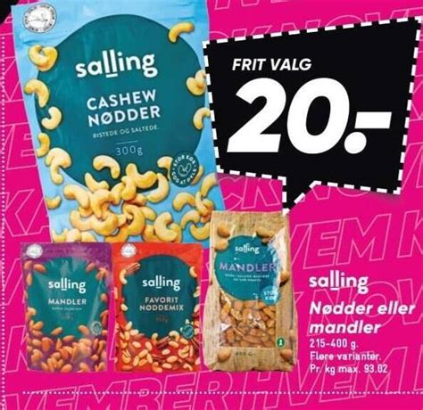 Salling nødder eller mandler tilbud hos Bilka