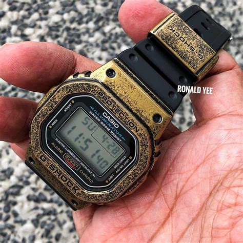 Casio G Shock Dw In Custom Rustic Gold Silver And Bronze Metal