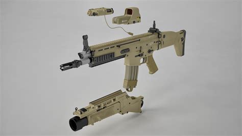 Combat Assault Rifle Fn Scar H D Model Cgtrader