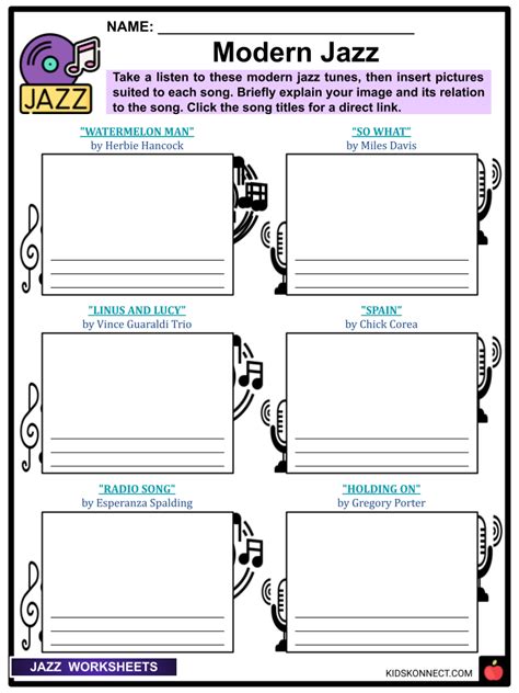 Jazz Worksheets History Characteristics Notable Jazz Musicians