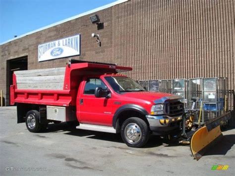 2003 Bright Red Ford F550 Super Duty Regular Cab 4x4 Chassis Dump Truck