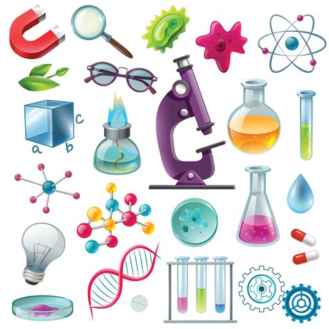 Science Icons Cartoon Set Vector Illustration Vector Art At