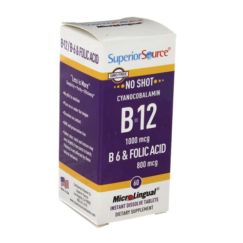 Superior Source B 12 1000 Mcg B 6 And Folic Acid 800 Mcg Instant Dissolve Tablets Shop Vitamins