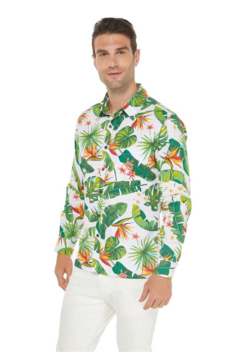 Hawaii Hangover Men S Hawaiian Long Sleeve Shirt Aloha Shirt Flamingo