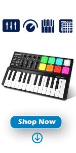 Vangoa MIDI Keyboard Controller 25 Keys Worlde Panda MINI USB Midi