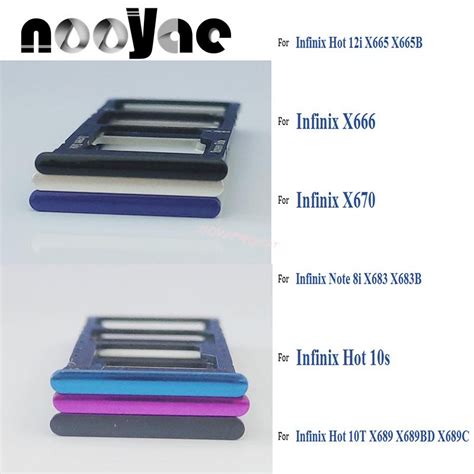 Top Sim Card Tray For Infinix Hot 10s 10t 12i Note 8i 12 G96 X665 X666 X670 X683 X689 Sim Holder