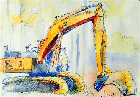 Hitachi Excavator Spray Paint View Painting