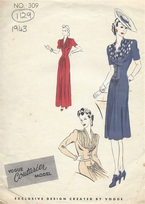 Ww Vintage Vogue Sewing Pattern B Dress The Vintage