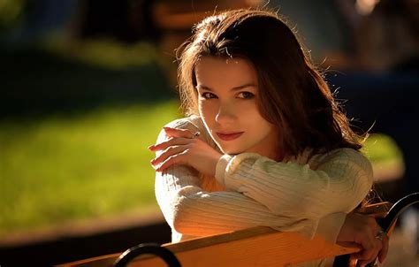 Wallpaper Cutie Simpotyazhka Girl Brunette Brunette Girl Bench