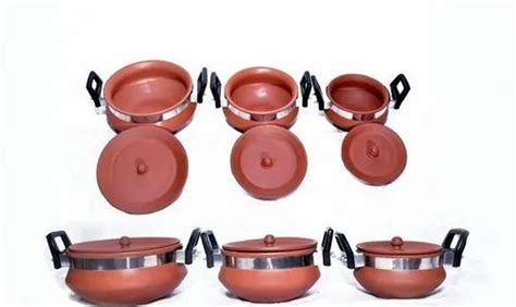 Mittikalaa Terracotta Clay 3 Large Degchi Set With Handles At Rs 550